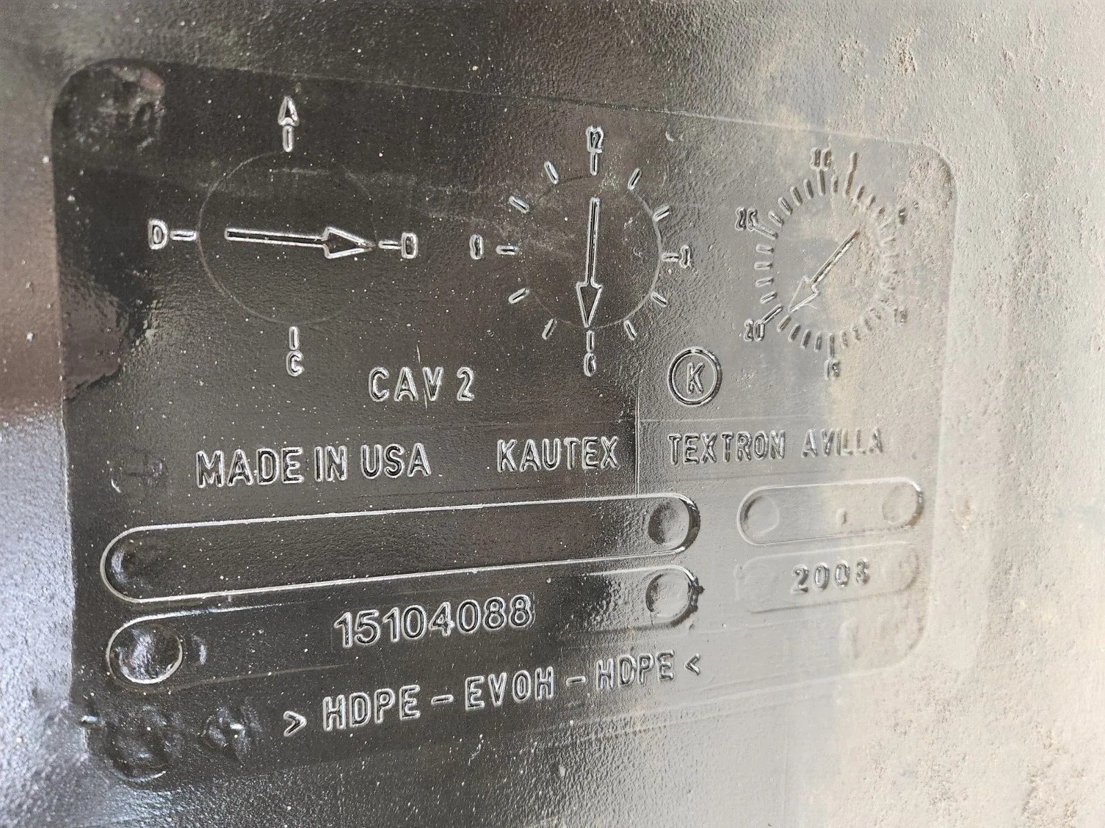 Second image of 2004-2010 GMC Sierra Silverado 3500 Fuel Tank Chassis Cab Narrow Frame Main Gasoline, Left Inner Frame Rail